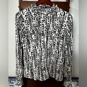 LOFT Monochrome Abstract Print Blouse Women’s XS